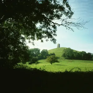 Glastonbury Tor Print: Panoramic View of Somerset Town Glastonbury Tor Print: Panoramic View of Somerset Town