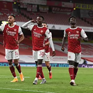 Arsenal Celebrate: Nketiah, Aubameyang, Saka Score Against West Ham