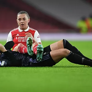 Arsenal FC: Kim Little's Focus and Determination Before Arsenal Women vs Olympique Lyonnais - UEFA Women's Champions League (2022-23)