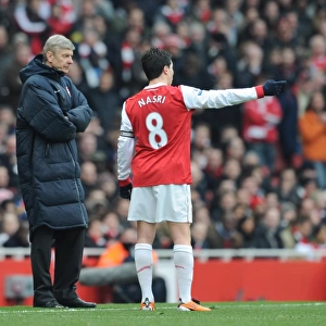 Arsenal manager Arsene Wenger with Samir Nasri. Arsenal 0: 0 Sunderland