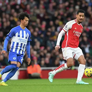 Arsenal vs Brighton: Saliba Chases Down Mitoma in Premier League Clash (2023-24)