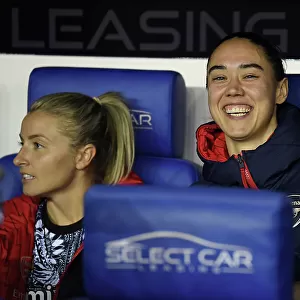 Arsenal Women's Squad on the Sidelines: Reading vs Arsenal, FA Women's Continental Tyres League Cup 2023-24