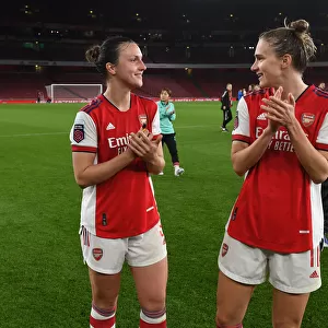 Arsenal Women's Triumph: Lotte Wubben-Moy and Vivianne Miedema Celebrate Over Tottenham Hotspur