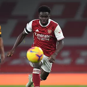Arsenal's Bukayo Saka in Action: Arsenal vs. Wolverhampton Wanderers (2020-21) - Emirates Stadium