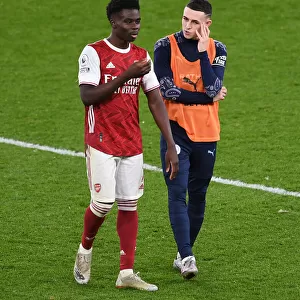 Arsenal's Bukayo Saka and Phil Foden Exchange Words After Arsenal v Manchester City, 2021-22 Premier League