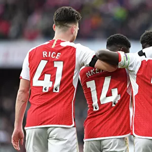 Arsenal's Eddie Nketiah Celebrates Third Goal Against Sheffield United (2023-24)