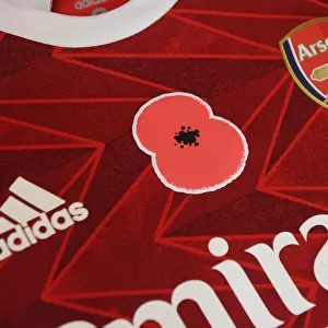 Arsenal's Empty Emirates: Poppy Shirts Prepared Amidst Pandemic Restrictions for Aston Villa Match (2020-21)