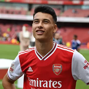 Arsenal's Gabriel Martinelli Celebrates after Emirates Cup Win Against Olympique Lyonnais (2019)