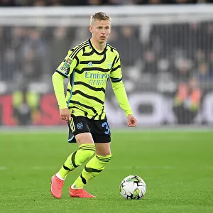 Arsenal's Oleksandr Zinchenko in Action against West Ham United in Carabao Cup Clash, London 2023
