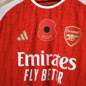 Arsenal's Poppy-Adorned Shirts in Leicester City vs Arsenal FC, Barclays Women's Super League (2023-24)