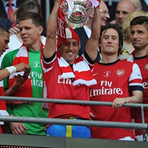 Arsenal's Santi Cazorla Lifts FA Cup after Arsenal v Hull City Victory