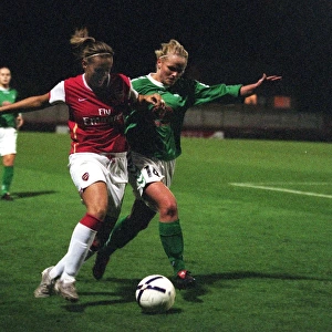 Arsenal's Victory Over Breidablik: Julie Fleeting and Elin Steinarsdottir in Action during the Womens UEFA Cup Quarterfinals (4:1)