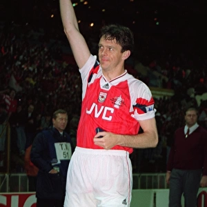 David O Leary (Arsenal) celebrates winning the FA Cup