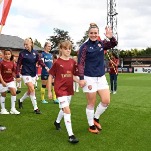 Emma Mitchell of Arsenal: Pre-Match Moment at Arsenal Women vs West Ham United Women