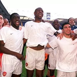 Kolo Toure, Patrick Vieira, Jose Reyes and Edu (Arsenal) celebrate winning the league