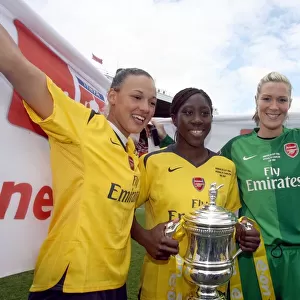 Lianne Sanderson, Anita Asante and Emma Byrne (Arsenal) celebrate after the match