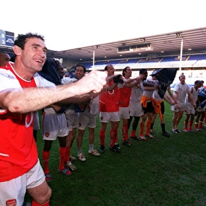 Martin Keown (Arsenal) celebrates winning the league