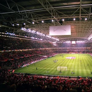 The Millennium Stadium with the roof closed before the match