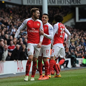 Ramsey and Sanchez: Unstoppable Arsenal Duo Celebrate Goal Against Tottenham, 2015-16 Premier League