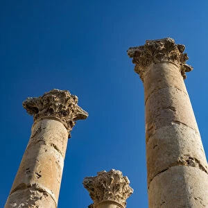 Tall pillars at the Temple of Artemis at the Roman city in Jerash, Jordan