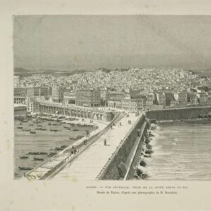 Algeria, Algiers, Kheir el-Din pier and new buildings, engraving from Nouvelle Geographie Universelle by Elisee Reclus, 19th century