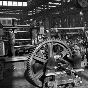 Assembly line of machine tool plant (factory) ivo lola ribar at zeljeznik, near belgrade, serbia, yugoslavia, mid 1960s