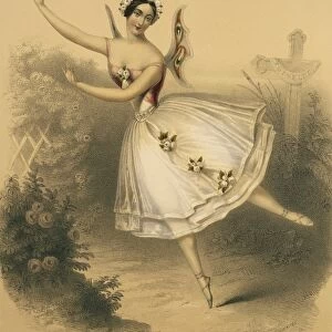 Austria, Vienna, ballerina Carlotta Grisi (1819 - 1899) performing Giselle ballet, color engraving