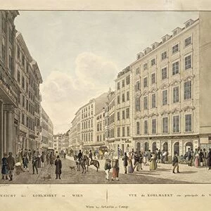 Austria, Vienna, Kohlmarkt Street with headquarters of Artaria publishing house, Engraving in color