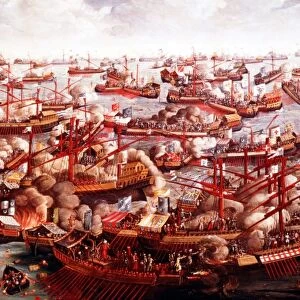 Battle of Lepanto, October 1571. Fleets of Spain, Venice and the Pope, under command