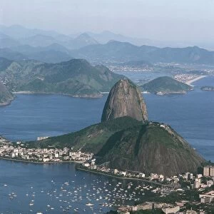 Brazil, State of Rio de Janeiro, Aerial view of Rio de Janeiro and Sugar Loaf Mountain