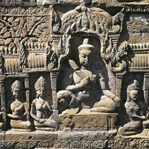 Cambodia, Angkor, Ankor Vat, Bas-relief at Leper King Terrace