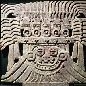 Clay decoration from Temple of god Tlaloc at Teotihuacan (City of the Gods). Teotihuacan civilization, Mexico