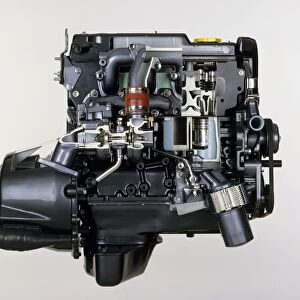 Cross section Ford turbocharged diesel engine