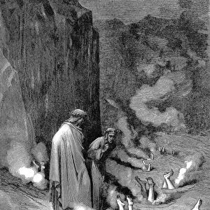 Dante, guided by Virgil, in third gulf of the eighth circle, observes those guilty