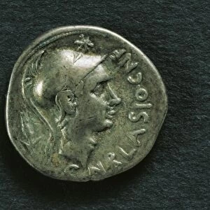Denarius of Gnaeus Cornelius Blasio, obverse with portrait of Scipio Africanus (Publius Cornelius Scipio Africanus, also known as Scipio the 235 - 183 B. C. ), republican age, circa 110 B. C. silver