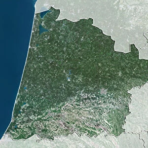 Departement of Landes, France, True Colour Satellite Image