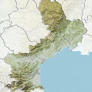 Departement of Pyrenees-Orientales, France, Relief Map