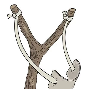 Digital illustration of improvised slingshot