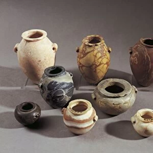Egypt, El-Amrah, ointment bowls and jars made of stone