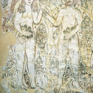 Egypt, Fayum, Adam and Eve in Paradise before the original sin, mural