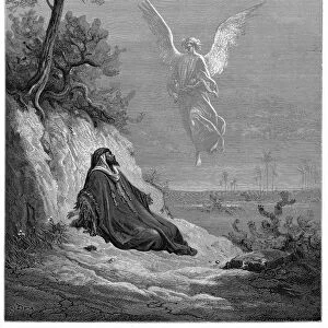 Elijah goes into wilderness and asks to die, but angel comes and bids him Arise and eat