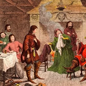 Falstaff, Prince Hal, and their cronies at the Boars Head Tavern, Eastcheap