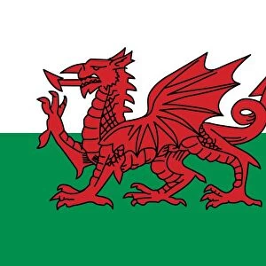 Flag of Wales, a constituent unit of the United Kingdom that forms a westward extension of the island of Great Britain