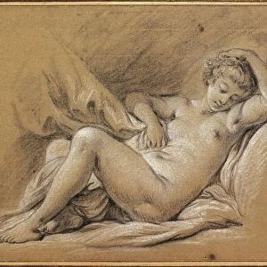 France, Chinoiseries, drawing of Woman nude on a bed