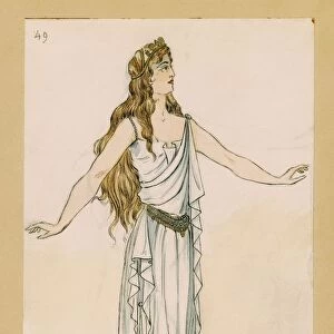 France, Paris, Costume sketch for Venus in Tannhauser by Richard Wagner for performance at Paris Palais Garnier
