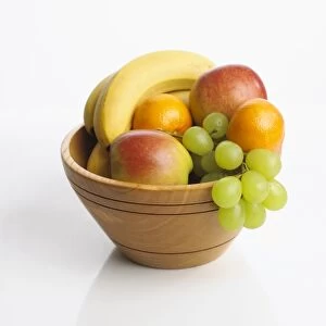 Fruit in wooden bowl