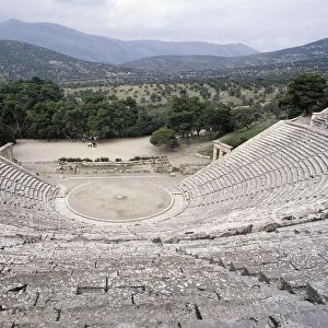 Greece, Peloponnese Peninsula, Argolis Prefecture, Epidaurus, Hellenistic theater