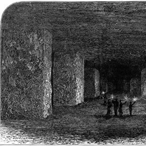 Interior of Marston Salt Mine, Northwich, Cheshire, England, showing how pillars