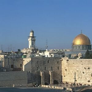 Israel, Jerusalem, Dome of Rock and Western Wall (Wailing Wall)