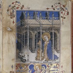 Italy, Annunciation: the Virgin Annunciate, miniature from Officium Beatae Mariae Virginis by Alberto de Porcelisby Giovanni di Benedetto da Como, 1383
